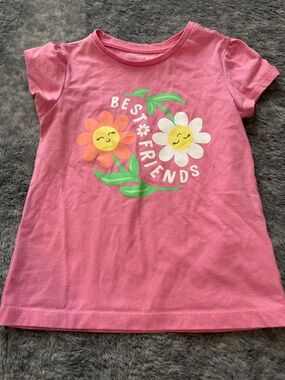 Girls Pink 'Best Friends' Floral Graphic Tee